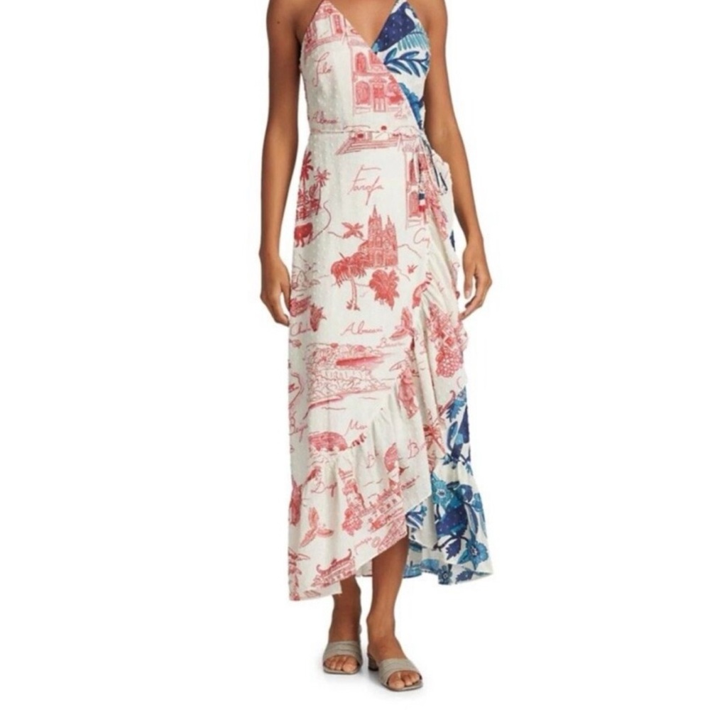 FARM Rio Asymmetrical Red and Blue Dress